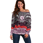 ANZAC Day Manly Warringah Sea Eagles Off Shoulder Sweater Military Memorial Aboriginal Indigenous Art