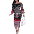 ANZAC Day Manly Warringah Sea Eagles Off The Shoulder Long Sleeve Dress Military Memorial Aboriginal Indigenous Art