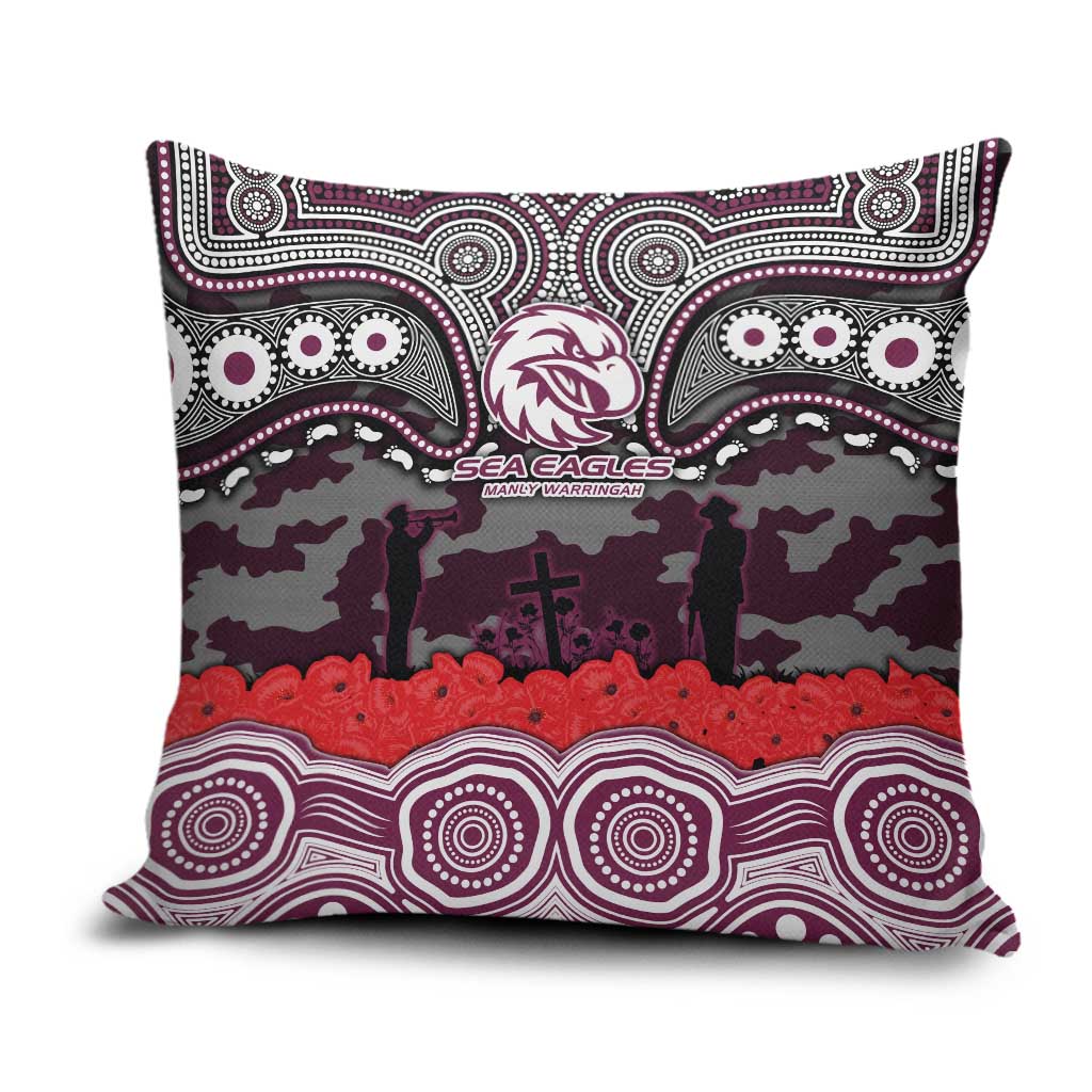 ANZAC Day Manly Warringah Sea Eagles Pillow Cover Military Memorial Aboriginal Indigenous Art