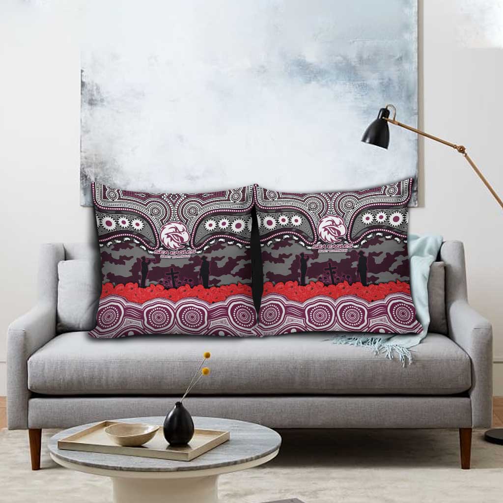 ANZAC Day Manly Warringah Sea Eagles Pillow Cover Military Memorial Aboriginal Indigenous Art