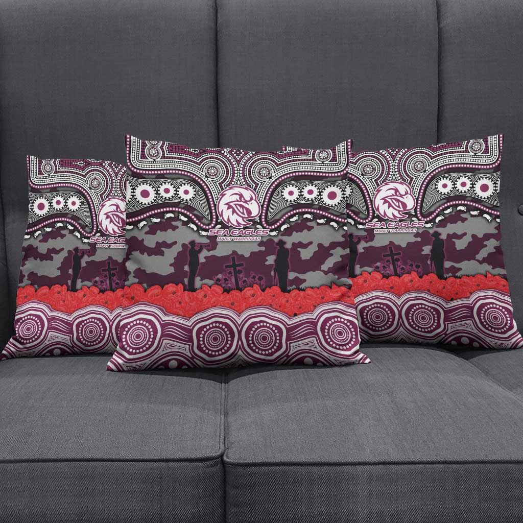 ANZAC Day Manly Warringah Sea Eagles Pillow Cover Military Memorial Aboriginal Indigenous Art