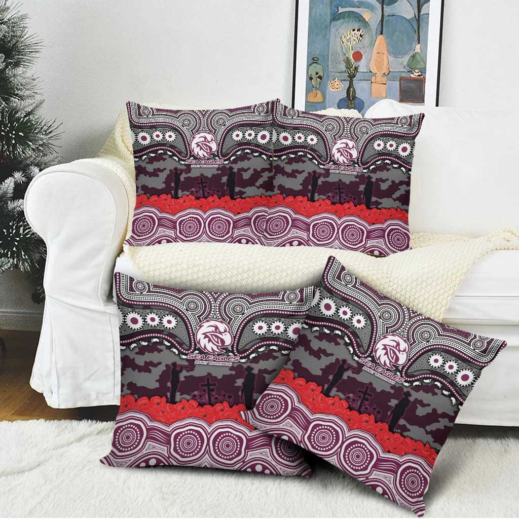 ANZAC Day Manly Warringah Sea Eagles Pillow Cover Military Memorial Aboriginal Indigenous Art