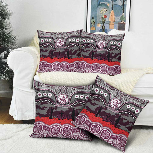 ANZAC Day Manly Warringah Sea Eagles Pillow Cover Military Memorial Aboriginal Indigenous Art