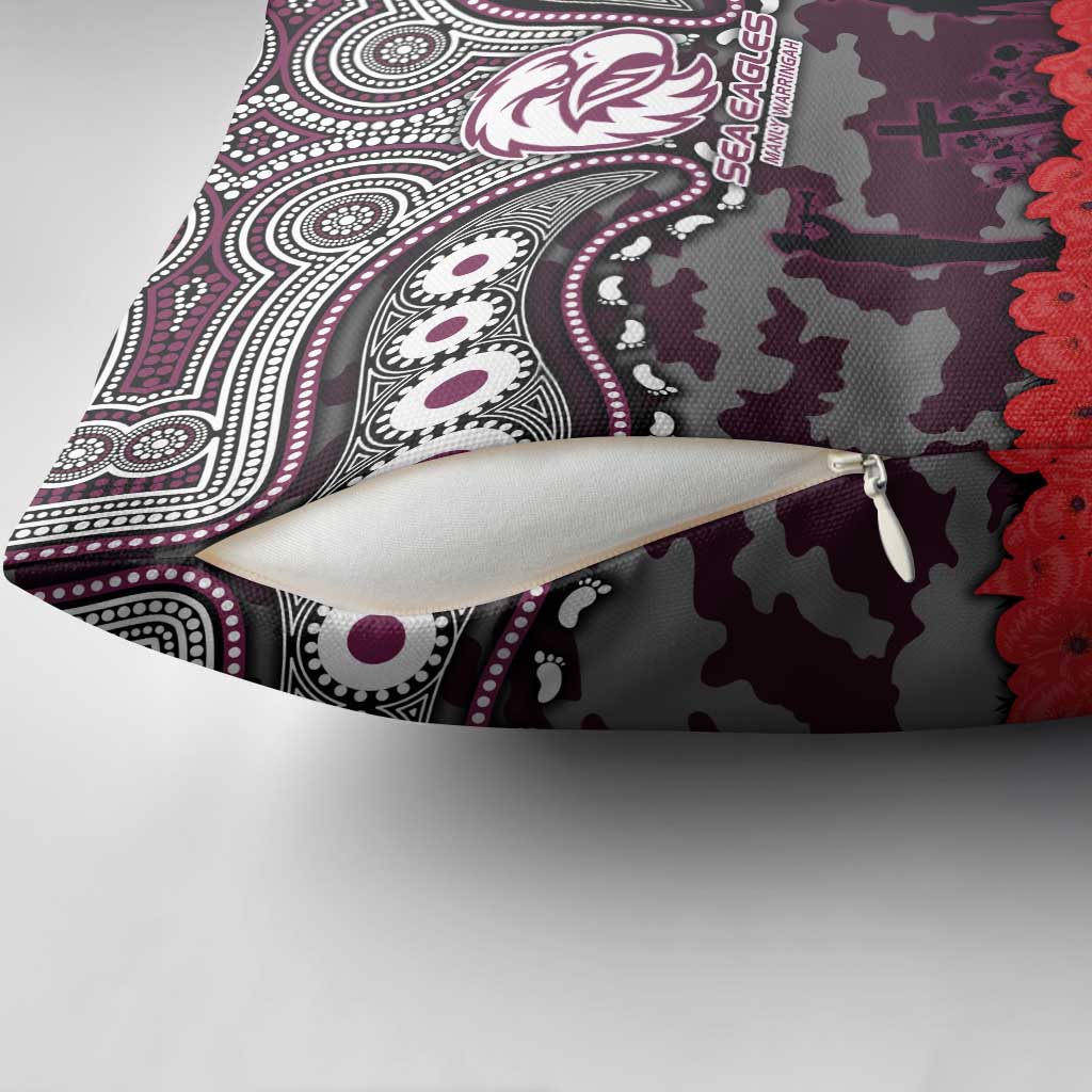 ANZAC Day Manly Warringah Sea Eagles Pillow Cover Military Memorial Aboriginal Indigenous Art