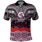 ANZAC Day Manly Warringah Sea Eagles Polo Shirt Military Memorial Aboriginal Indigenous Art