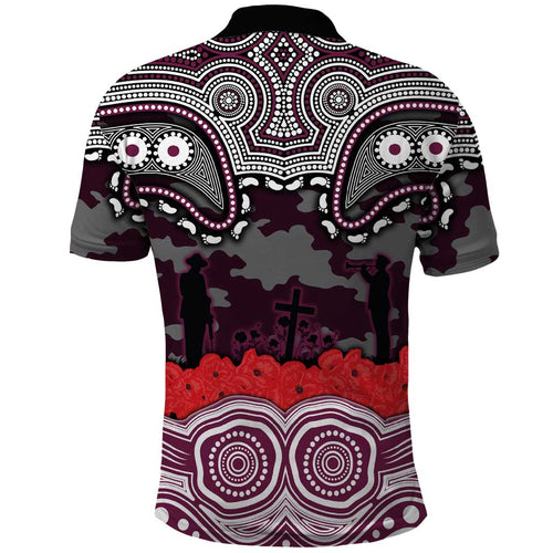 ANZAC Day Manly Warringah Sea Eagles Polo Shirt Military Memorial Aboriginal Indigenous Art