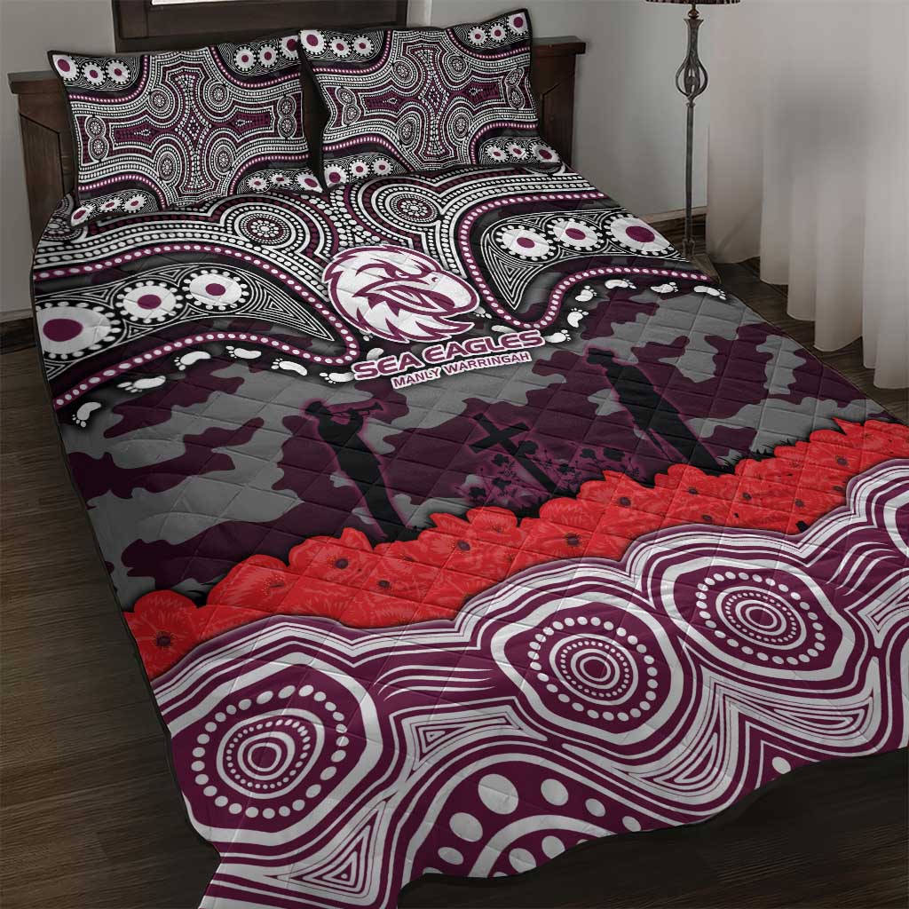 ANZAC Day Manly Warringah Sea Eagles Quilt Bed Set Military Memorial Aboriginal Indigenous Art