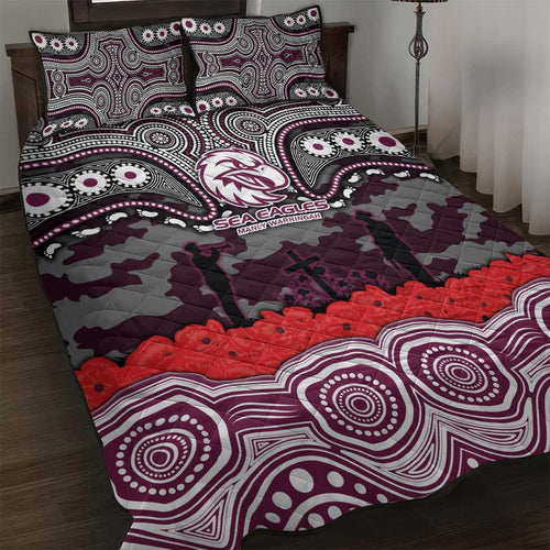 ANZAC Day Manly Warringah Sea Eagles Quilt Bed Set Military Memorial Aboriginal Indigenous Art