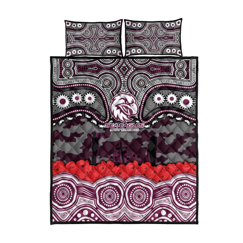 ANZAC Day Manly Warringah Sea Eagles Quilt Bed Set Military Memorial Aboriginal Indigenous Art