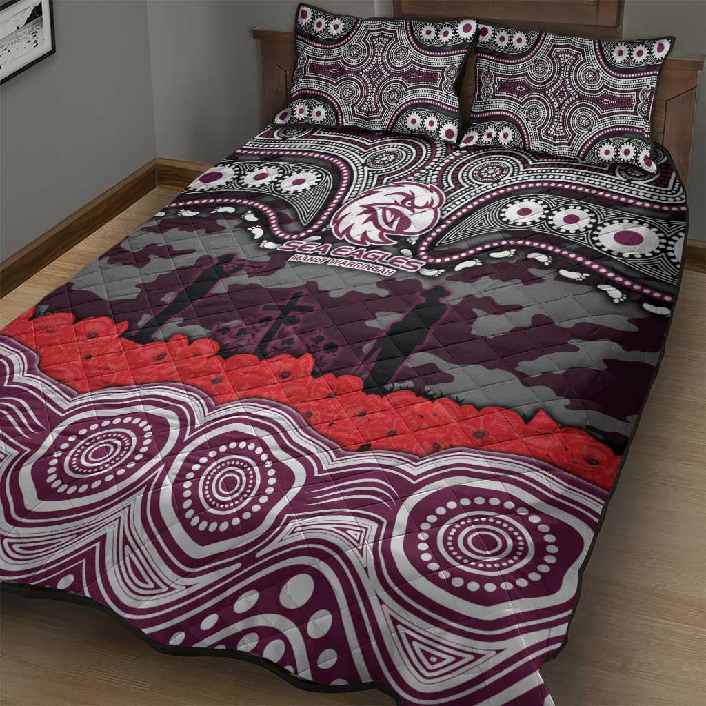 ANZAC Day Manly Warringah Sea Eagles Quilt Bed Set Military Memorial Aboriginal Indigenous Art