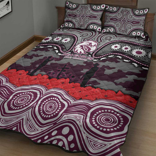 ANZAC Day Manly Warringah Sea Eagles Quilt Bed Set Military Memorial Aboriginal Indigenous Art