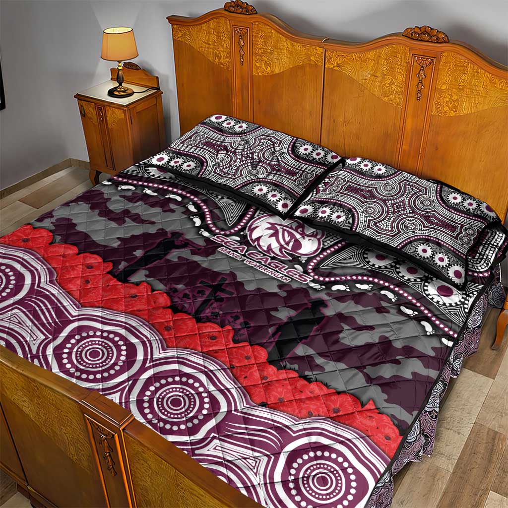 ANZAC Day Manly Warringah Sea Eagles Quilt Bed Set Military Memorial Aboriginal Indigenous Art