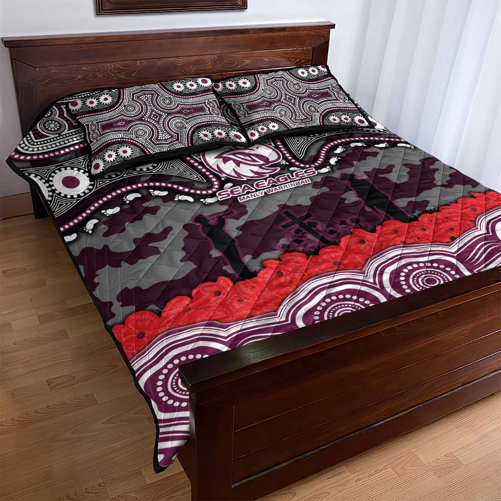 ANZAC Day Manly Warringah Sea Eagles Quilt Bed Set Military Memorial Aboriginal Indigenous Art