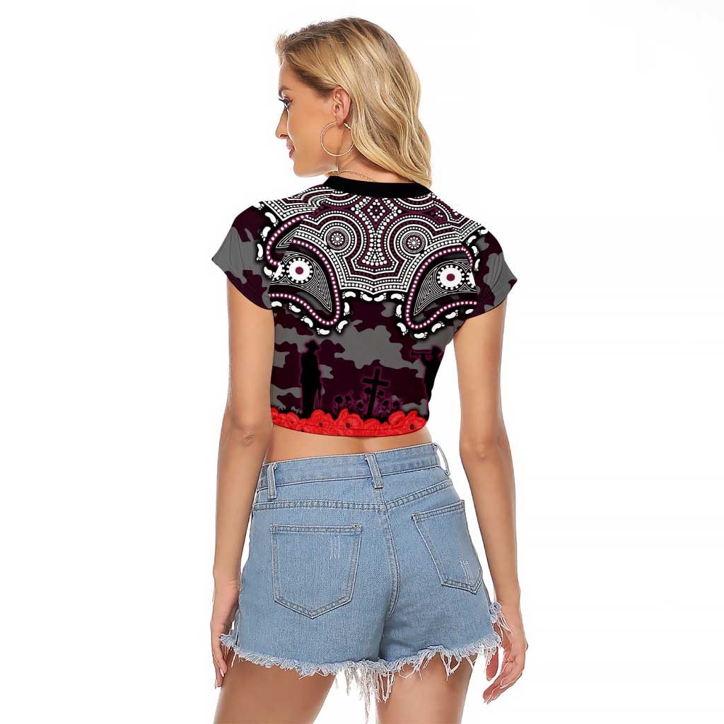 ANZAC Day Manly Warringah Sea Eagles Raglan Cropped T Shirt Military Memorial Aboriginal Indigenous Art