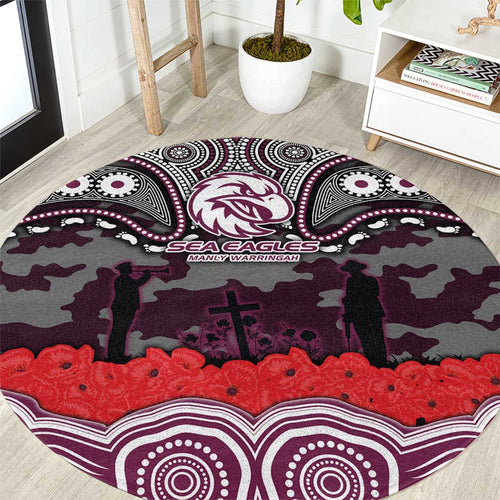 ANZAC Day Manly Warringah Sea Eagles Round Carpet Military Memorial Aboriginal Indigenous Art