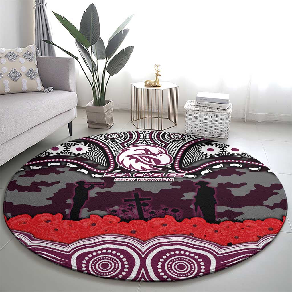 ANZAC Day Manly Warringah Sea Eagles Round Carpet Military Memorial Aboriginal Indigenous Art