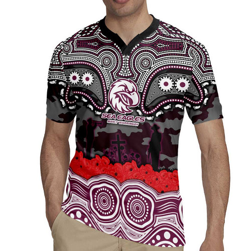 ANZAC Day Manly Warringah Sea Eagles Rugby Jersey Military Memorial Aboriginal Indigenous Art