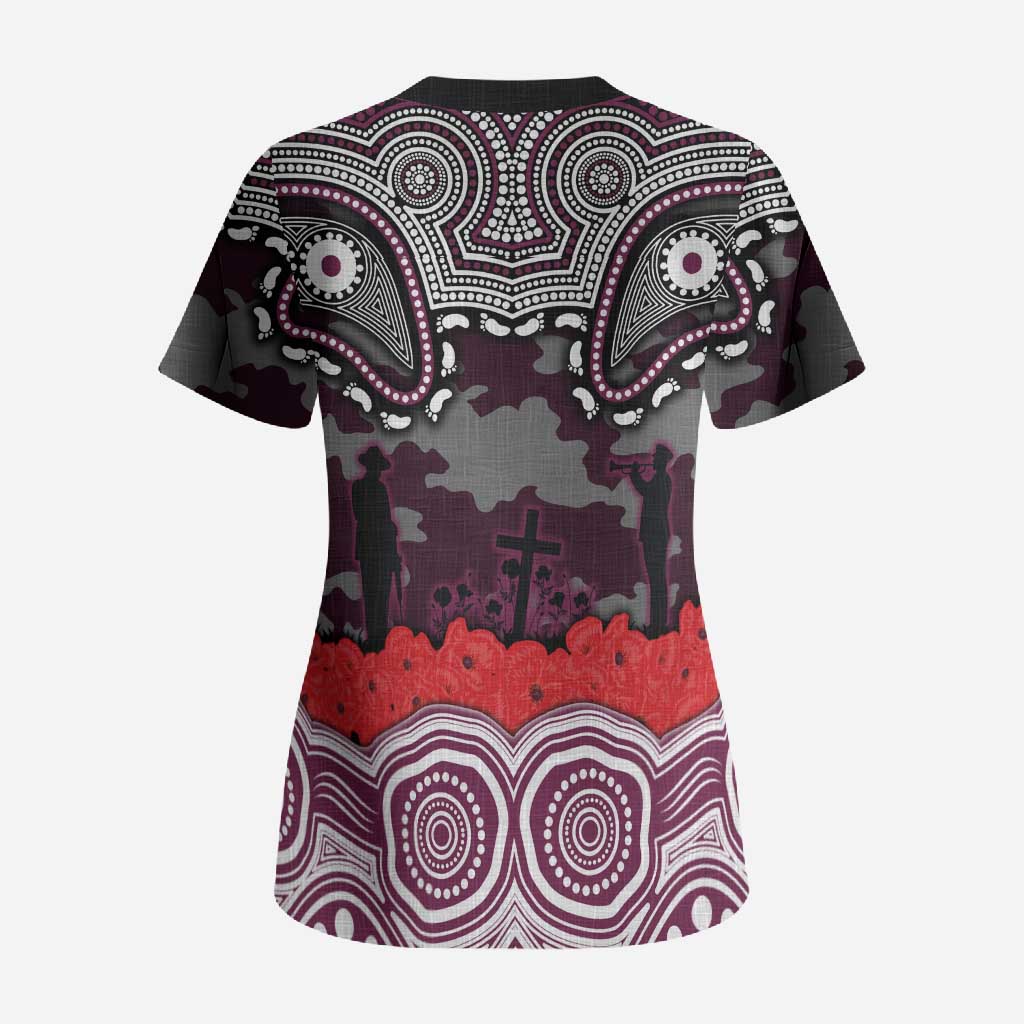 ANZAC Day Manly Warringah Sea Eagles Scrub Top Military Memorial Aboriginal Indigenous Art