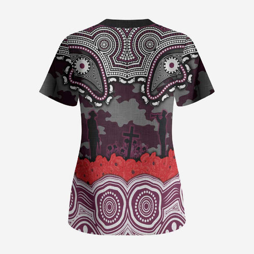 ANZAC Day Manly Warringah Sea Eagles Scrub Top Military Memorial Aboriginal Indigenous Art