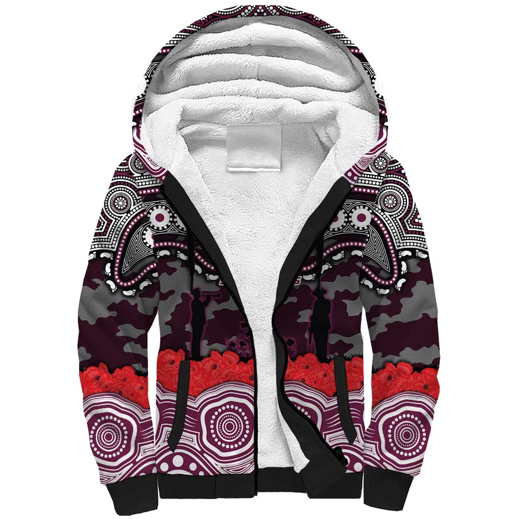 ANZAC Day Manly Warringah Sea Eagles Sherpa Hoodie Military Memorial Aboriginal Indigenous Art