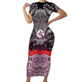 ANZAC Day Manly Warringah Sea Eagles Short Sleeve Bodycon Dress Military Memorial Aboriginal Indigenous Art