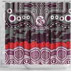 ANZAC Day Manly Warringah Sea Eagles Shower Curtain Military Memorial Aboriginal Indigenous Art