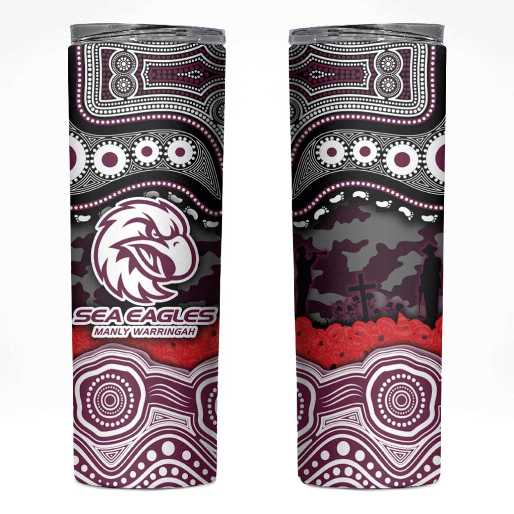 ANZAC Day Manly Warringah Sea Eagles Skinny Tumbler Military Memorial Aboriginal Indigenous Art