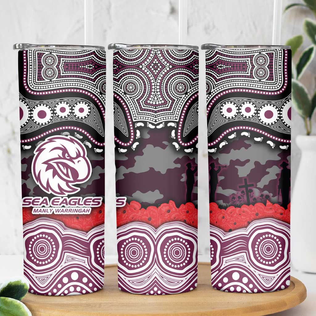 ANZAC Day Manly Warringah Sea Eagles Skinny Tumbler Military Memorial Aboriginal Indigenous Art