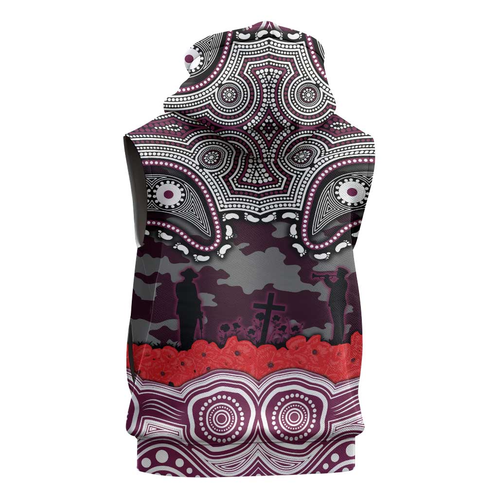 ANZAC Day Manly Warringah Sea Eagles Sleeveless Hoodie Military Memorial Aboriginal Indigenous Art