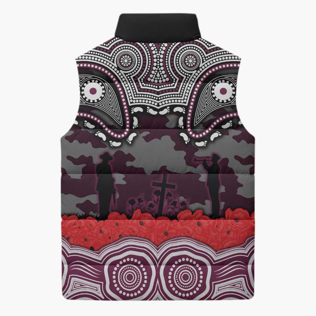 ANZAC Day Manly Warringah Sea Eagles Sleeveless Puffer Jacket Military Memorial Aboriginal Indigenous Art