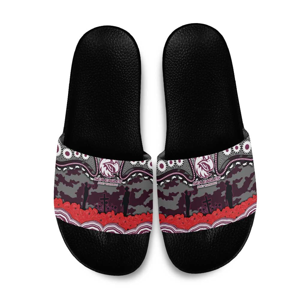 ANZAC Day Manly Warringah Sea Eagles Slide Sandals Military Memorial Aboriginal Indigenous Art