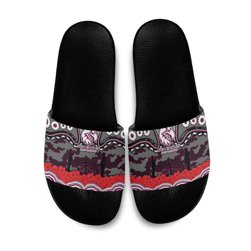 ANZAC Day Manly Warringah Sea Eagles Slide Sandals Military Memorial Aboriginal Indigenous Art