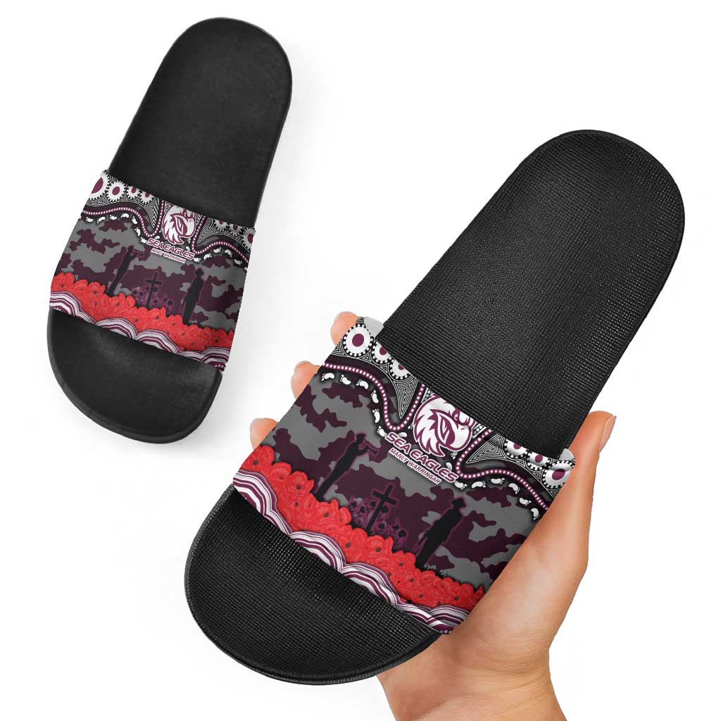 ANZAC Day Manly Warringah Sea Eagles Slide Sandals Military Memorial Aboriginal Indigenous Art