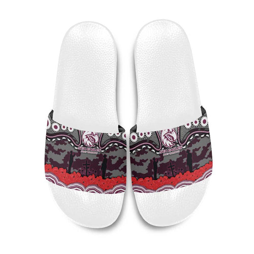 ANZAC Day Manly Warringah Sea Eagles Slide Sandals Military Memorial Aboriginal Indigenous Art