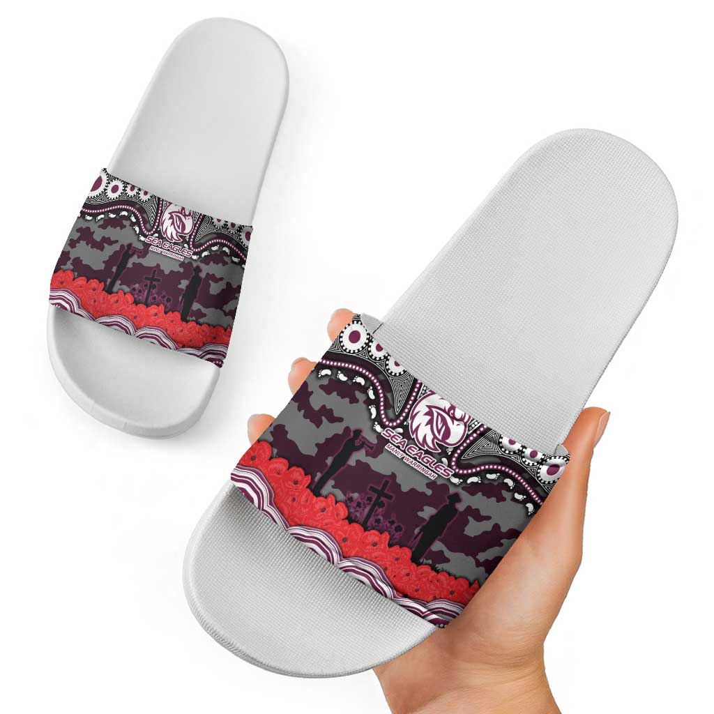 ANZAC Day Manly Warringah Sea Eagles Slide Sandals Military Memorial Aboriginal Indigenous Art