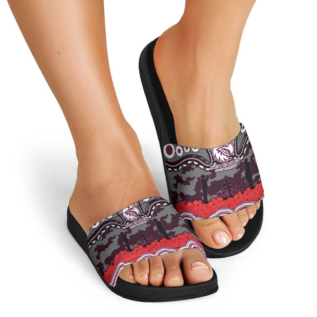 ANZAC Day Manly Warringah Sea Eagles Slide Sandals Military Memorial Aboriginal Indigenous Art