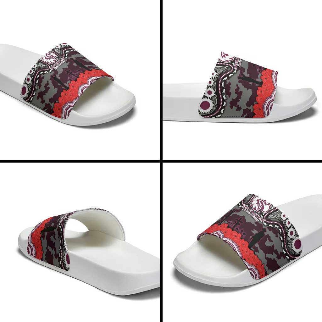 ANZAC Day Manly Warringah Sea Eagles Slide Sandals Military Memorial Aboriginal Indigenous Art