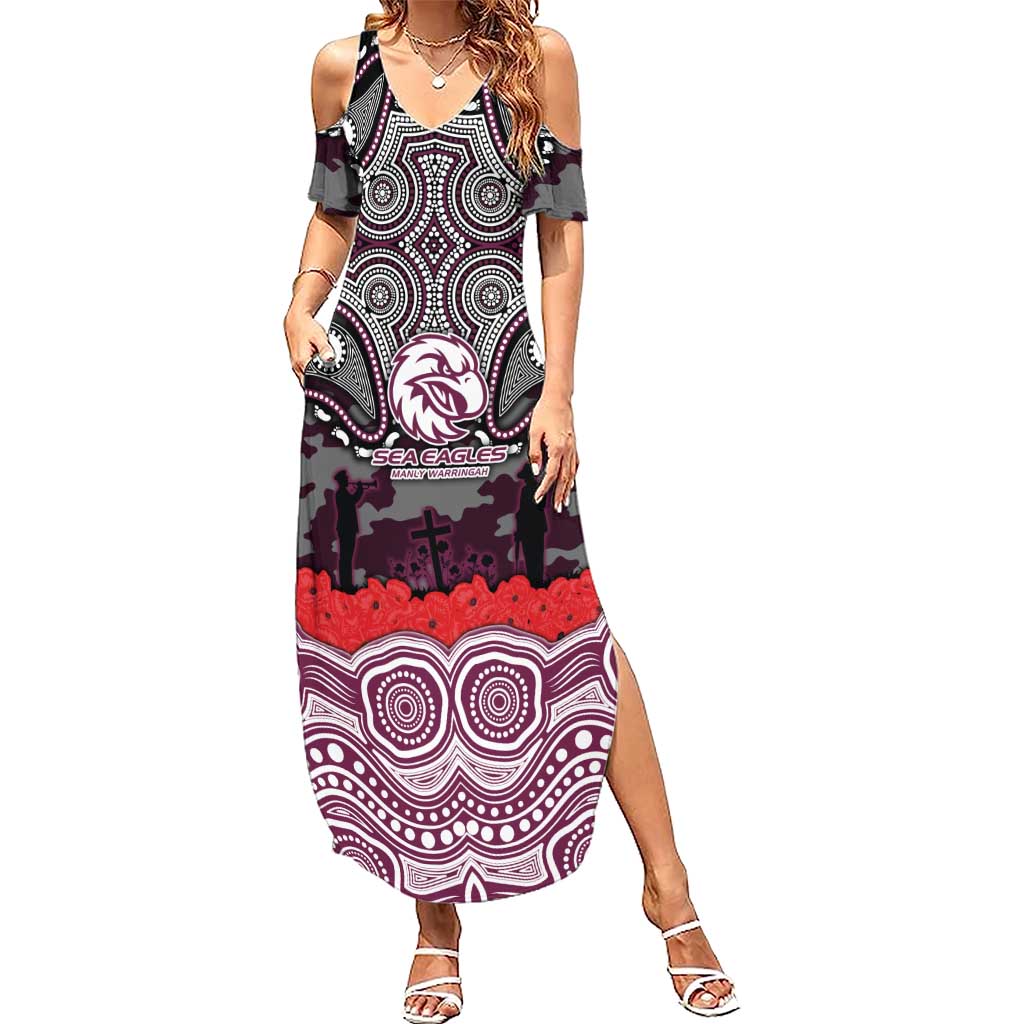 ANZAC Day Manly Warringah Sea Eagles Summer Maxi Dress Military Memorial Aboriginal Indigenous Art