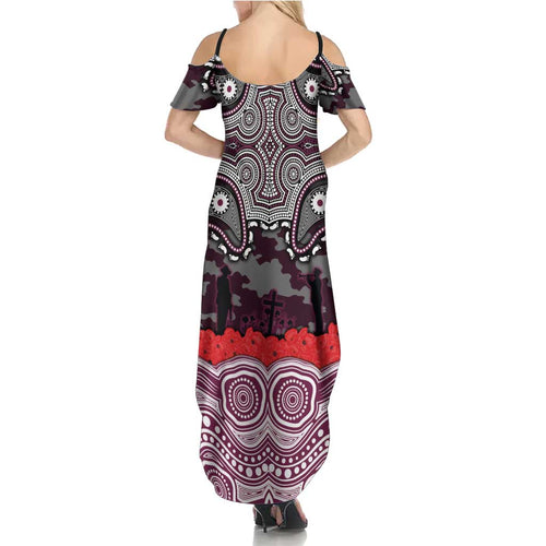ANZAC Day Manly Warringah Sea Eagles Summer Maxi Dress Military Memorial Aboriginal Indigenous Art
