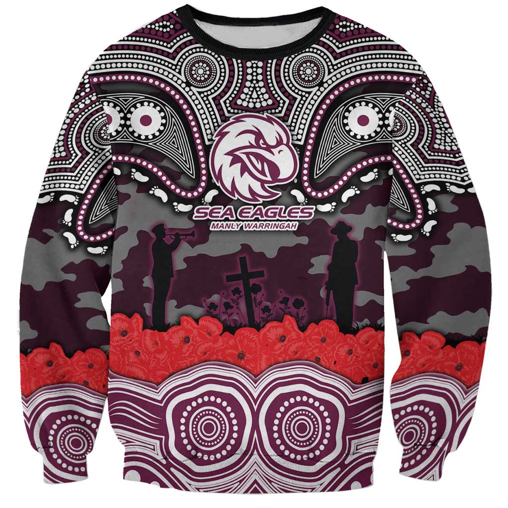 ANZAC Day Manly Warringah Sea Eagles Sweatshirt Military Memorial Aboriginal Indigenous Art
