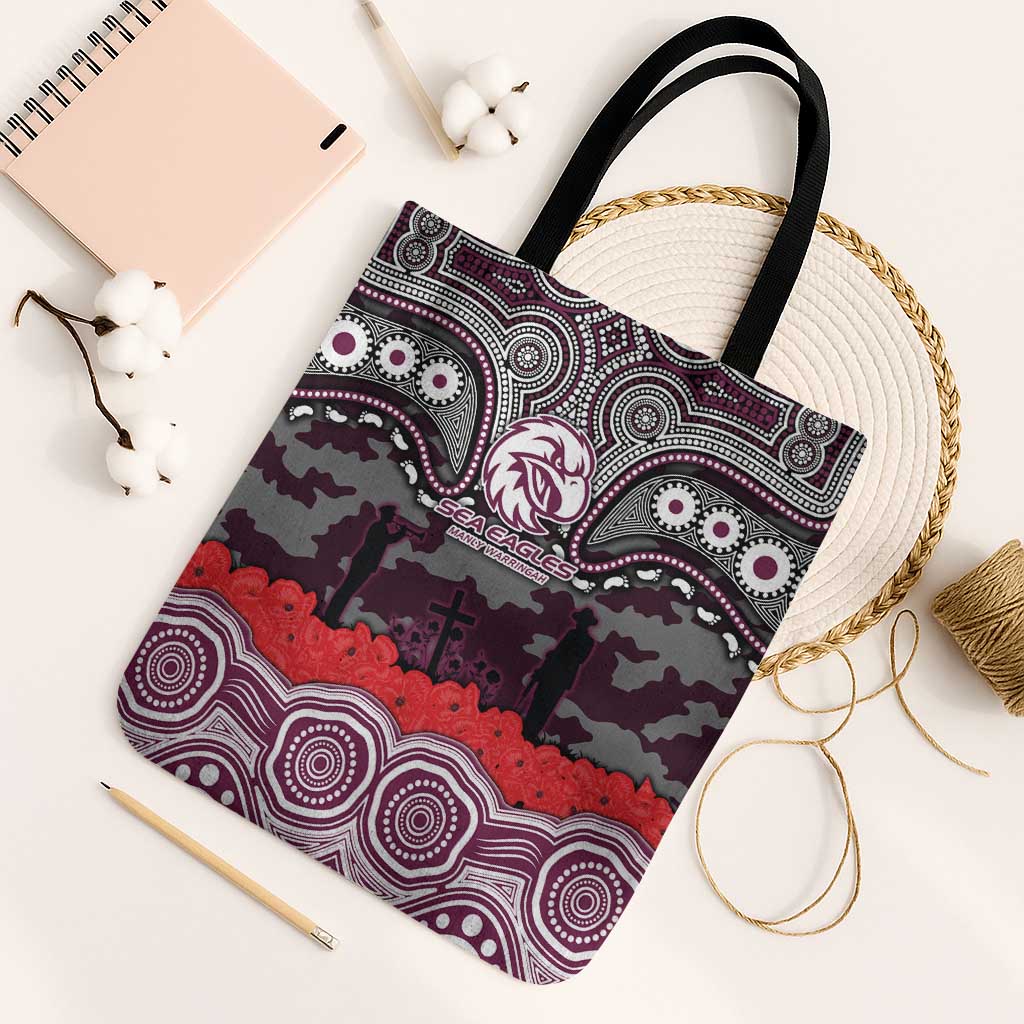ANZAC Day Manly Warringah Sea Eagles Tote Bag Military Memorial Aboriginal Indigenous Art