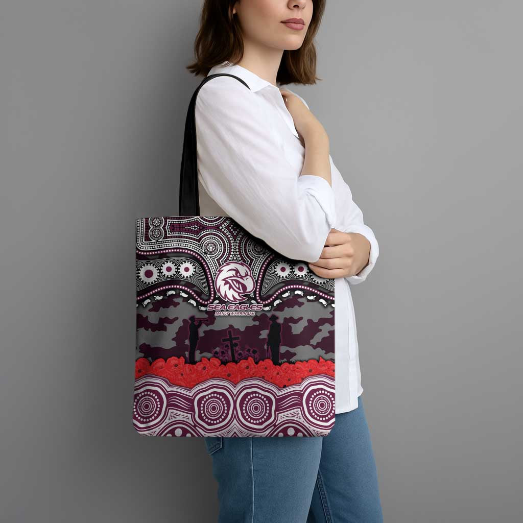 ANZAC Day Manly Warringah Sea Eagles Tote Bag Military Memorial Aboriginal Indigenous Art