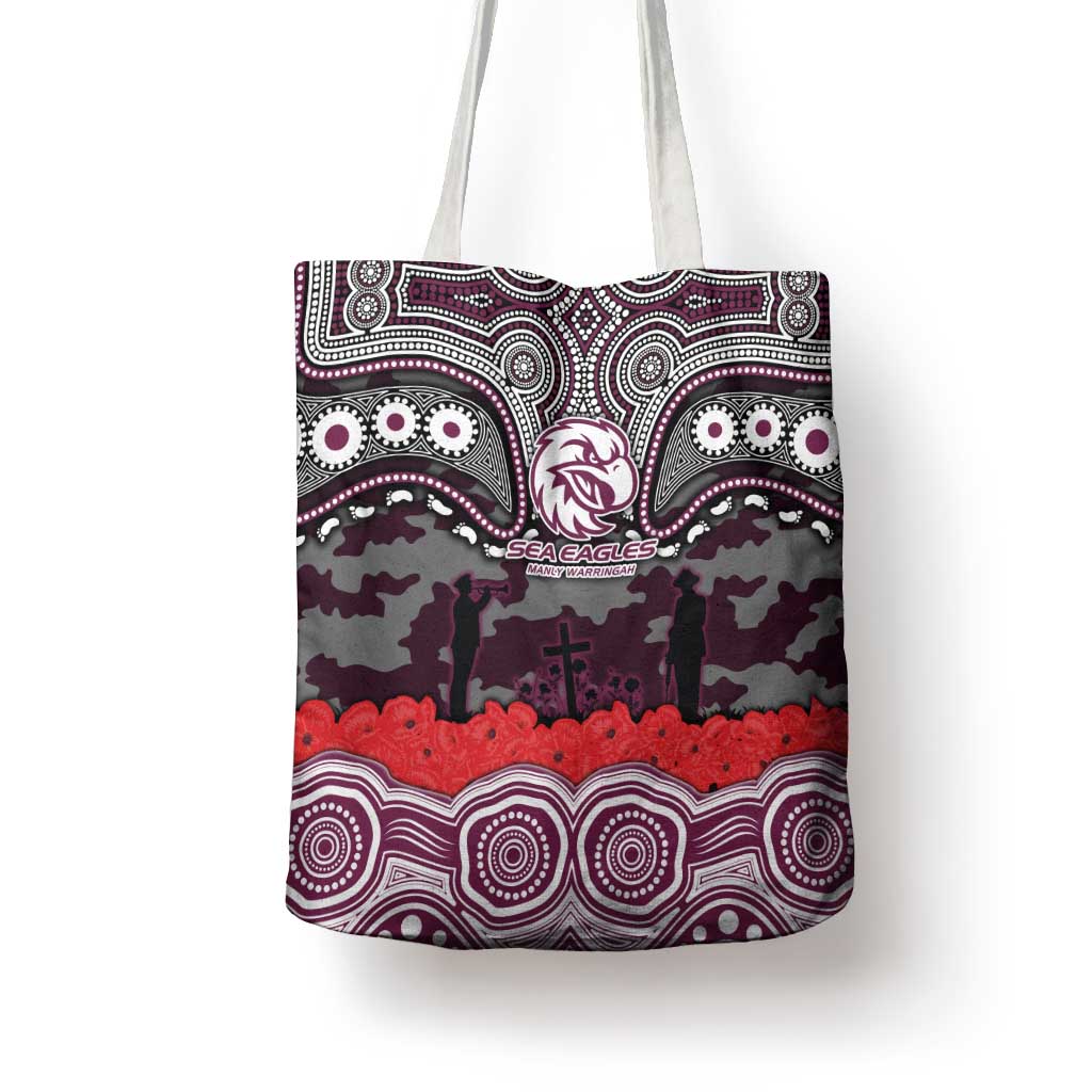 ANZAC Day Manly Warringah Sea Eagles Tote Bag Military Memorial Aboriginal Indigenous Art