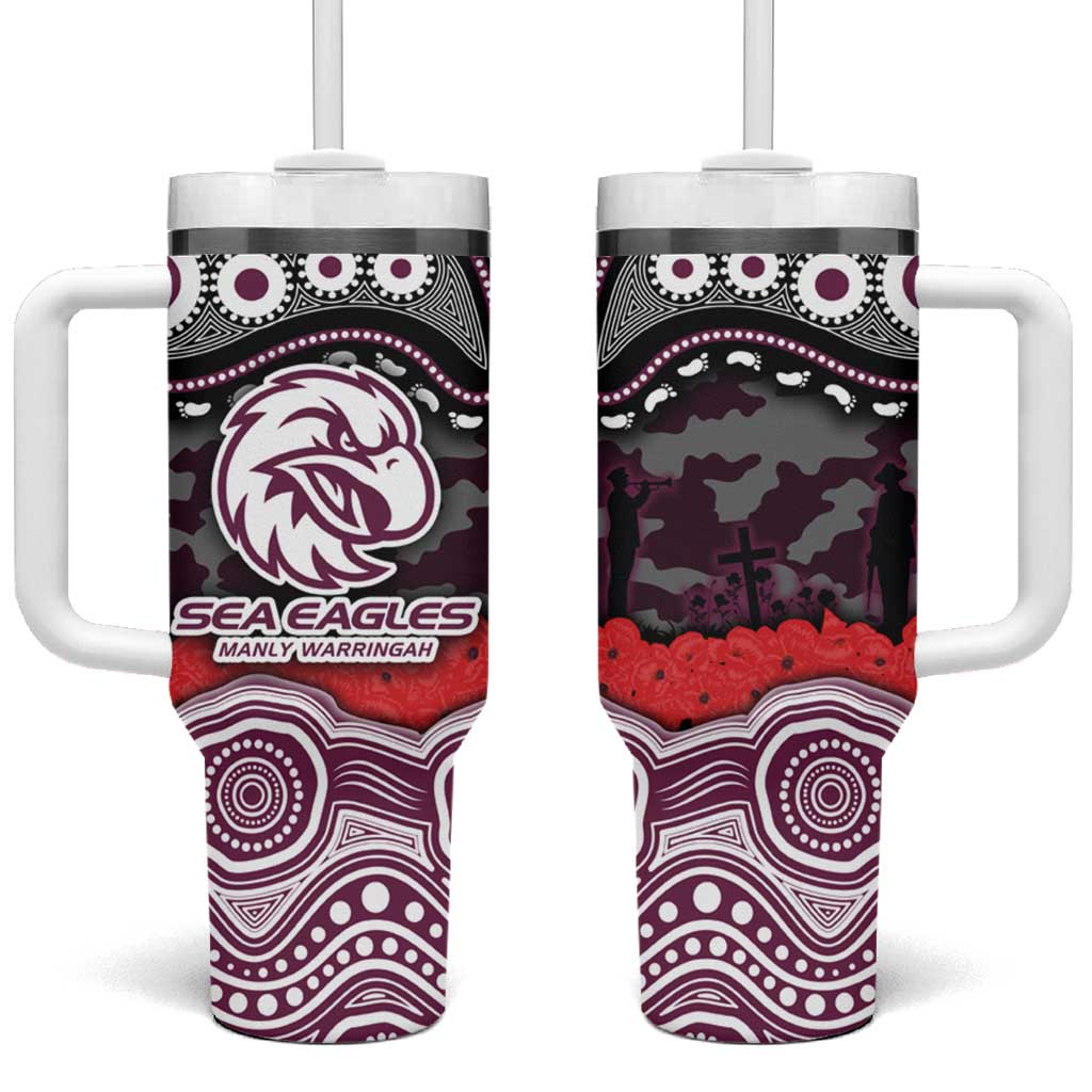 ANZAC Day Manly Warringah Sea Eagles Tumbler With Handle Military Memorial Aboriginal Indigenous Art