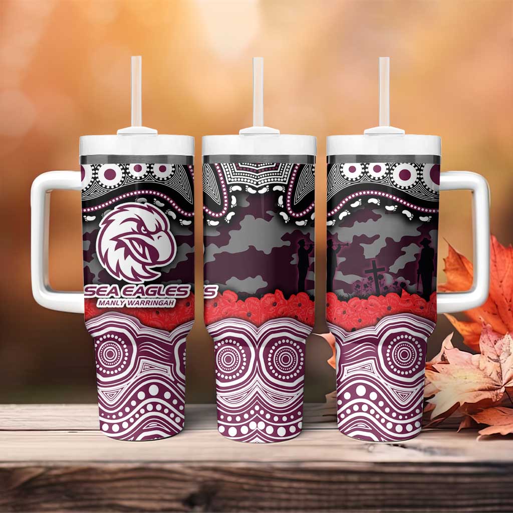ANZAC Day Manly Warringah Sea Eagles Tumbler With Handle Military Memorial Aboriginal Indigenous Art