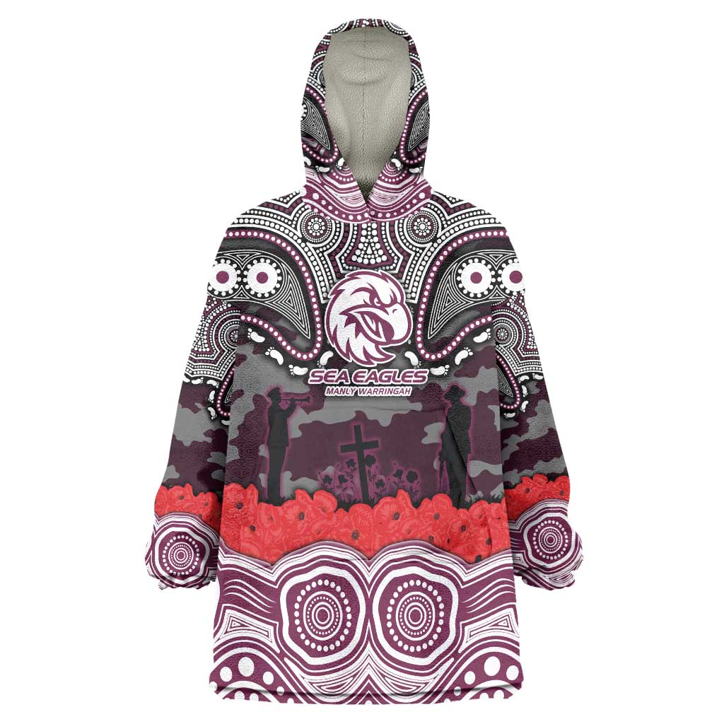 ANZAC Day Manly Warringah Sea Eagles Wearable Blanket Hoodie Military Memorial Aboriginal Indigenous Art