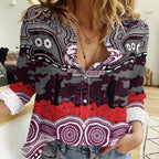 ANZAC Day Manly Warringah Sea Eagles Women Casual Shirt Military Memorial Aboriginal Indigenous Art