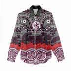 ANZAC Day Manly Warringah Sea Eagles Women Casual Shirt Military Memorial Aboriginal Indigenous Art