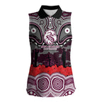 ANZAC Day Manly Warringah Sea Eagles Women Sleeveless Polo Shirt Military Memorial Aboriginal Indigenous Art