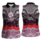 ANZAC Day Manly Warringah Sea Eagles Women Sleeveless Polo Shirt Military Memorial Aboriginal Indigenous Art